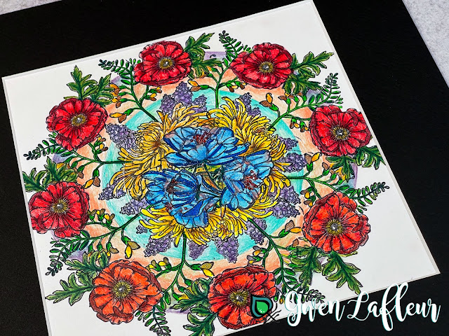 Watercolor Blooms Stamped Flower Mandala - EGL27 - Gwen Lafleur
