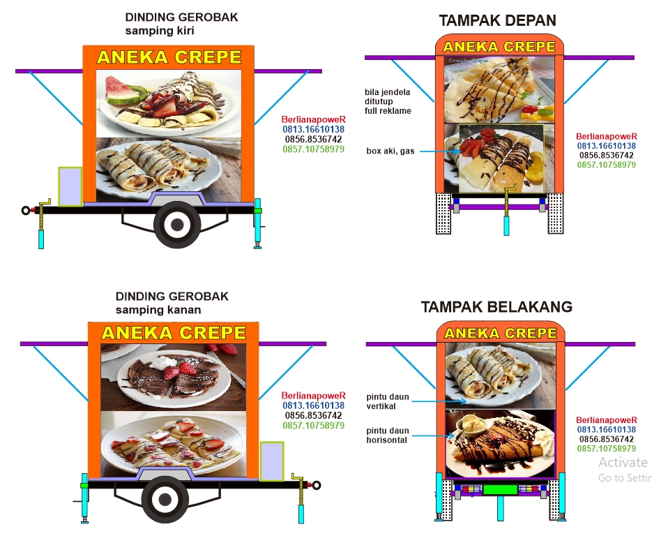 JUAL FOOD TRAILER TROLI GEROBAK CAFE COUNTER MEDIA PROMOSI BERGERAK