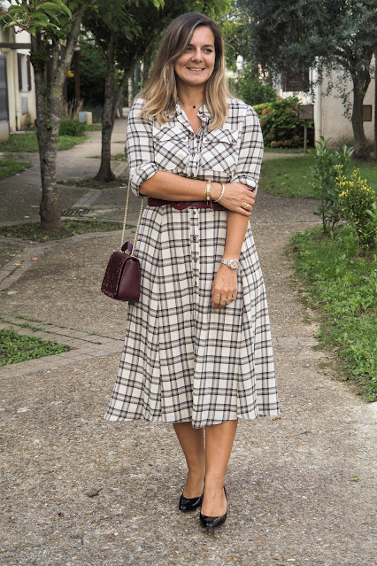 robe chemise à carreaux sézane, look du jour, les petites bulles de ma vie