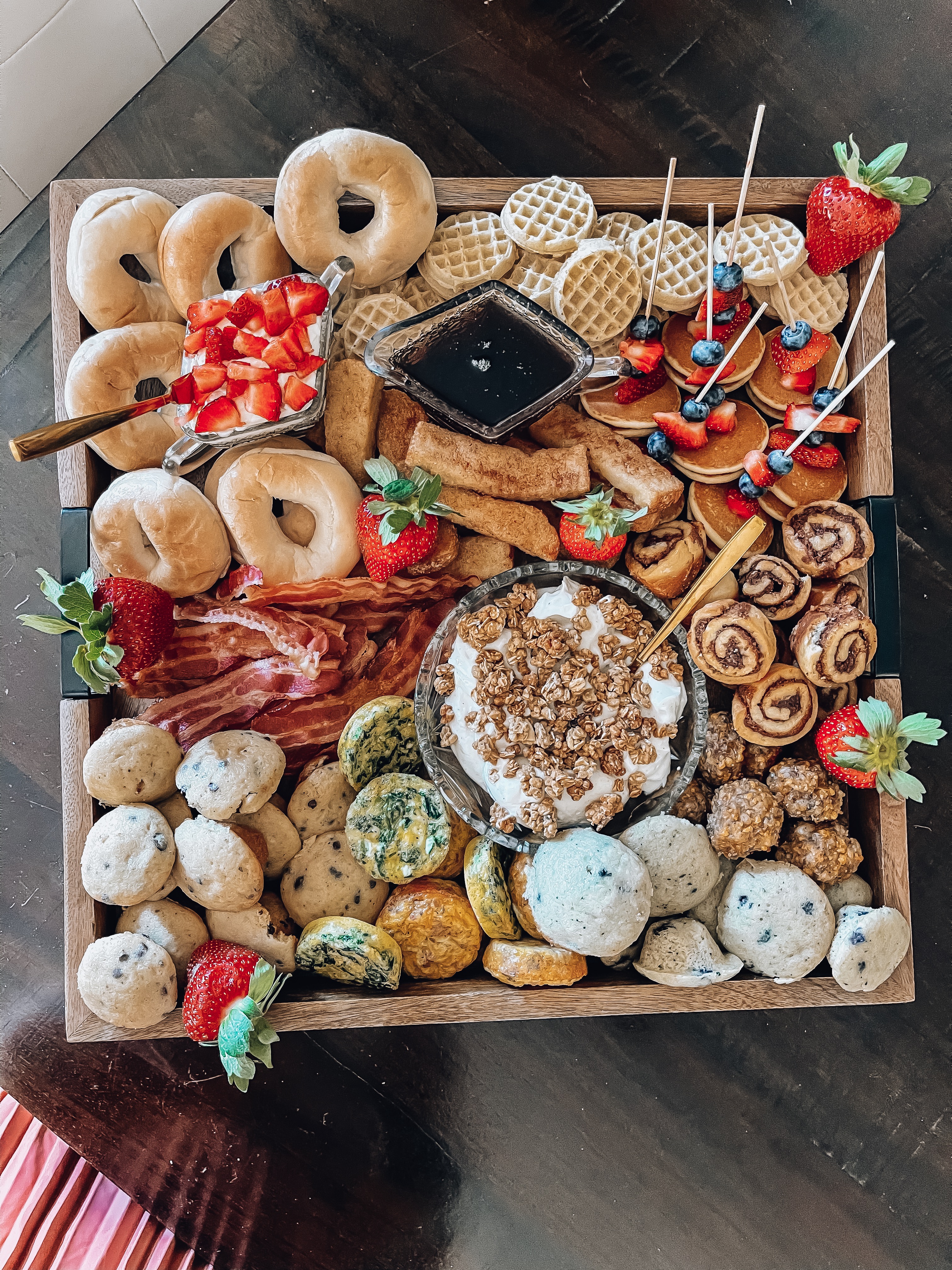 Breakfast Board - Something Delightful Blog #brunchidea #charcuterieboard #breakfastboard #entertainingideas