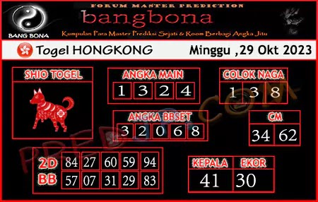 Prediksi HK Bang Bona Minggu 29 okt 2023