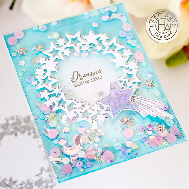 Dreams Come True, See Through Shaker Card,Hero Arts, Global Team, Blog Hop, Card Making, Stamping, Die Cutting, handmade card, ilovedoingallthingscrafty, Stamps, how to,