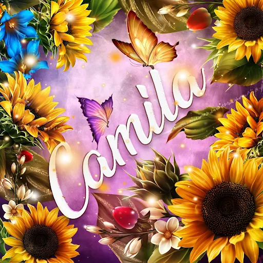 imágen con el nombre brenda con fondo de girasoles y mariposas para descargar gratis