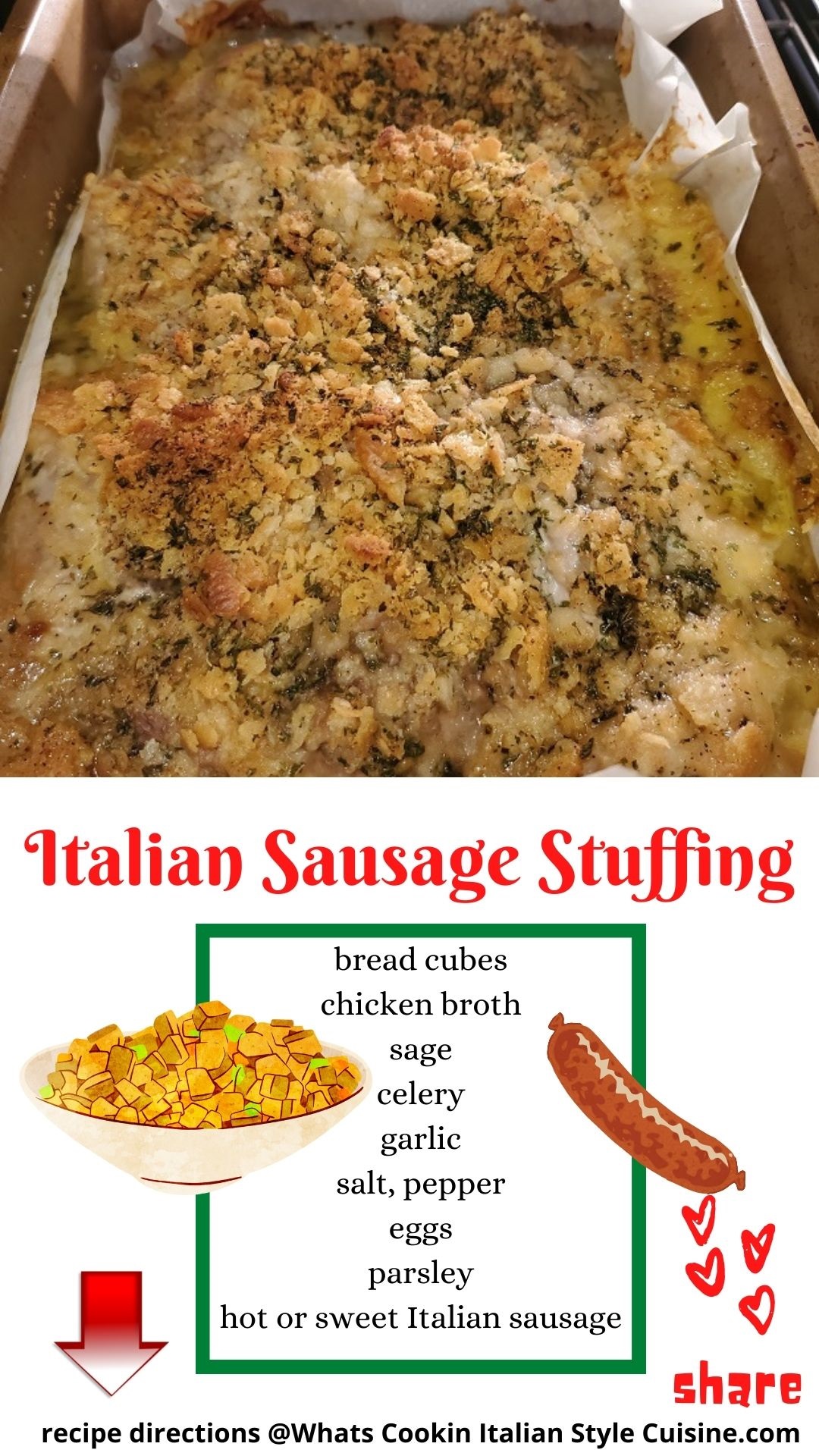 pin for later sausage stuffing Italian style recipe