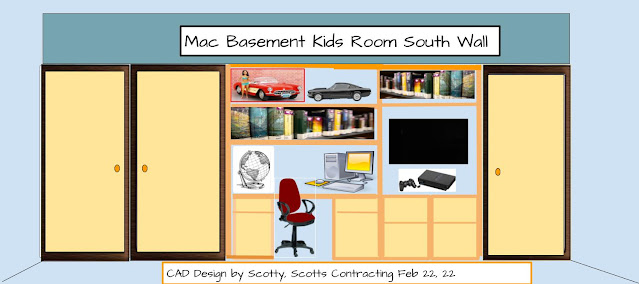 CAD Design Build Images are an an option I am presenting to the client. Two closets with Student study desk, Book Shelves, Counter Space, Drawers, Even a TV - PlayStation Game Area!