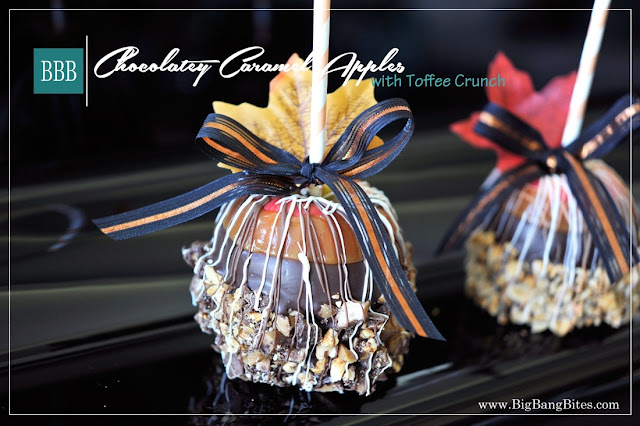 Chocolatey Caramel Apples with Toffee Crunch