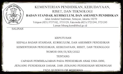 KEPUTUSAN-KEPALA-BSKAP-KEMENDIKBUDRISTEK-NOMOR-008/H/KR/2022-TENTANG-CAPAIAN-PEMBELAJARAN