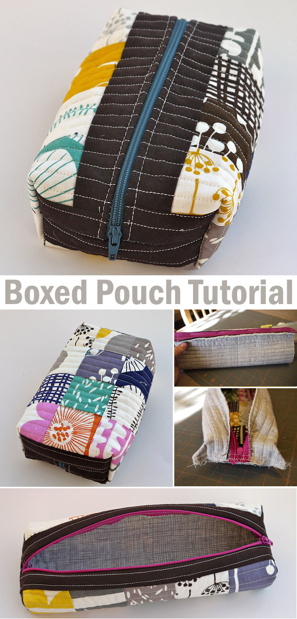 DIY Zippered Box Pouch Tutorial