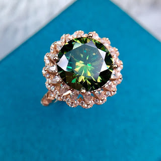 Lupmansi Luxury 5CT 11MM Green Moissanite Jewelry Wedding Anniversary Party Ring