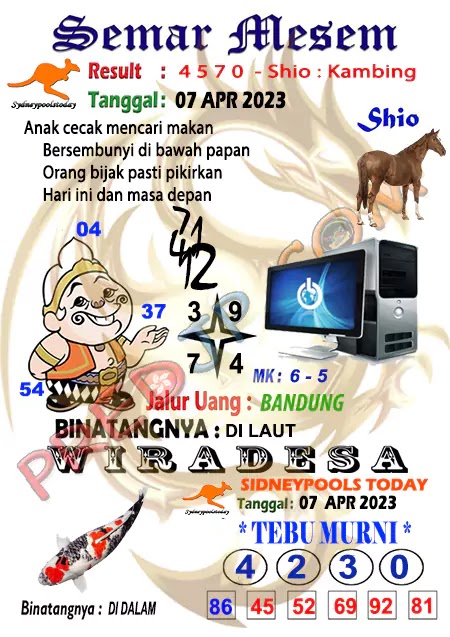 Prediksi Semar Mesem SDY Hari Ini JP 07 April 2023