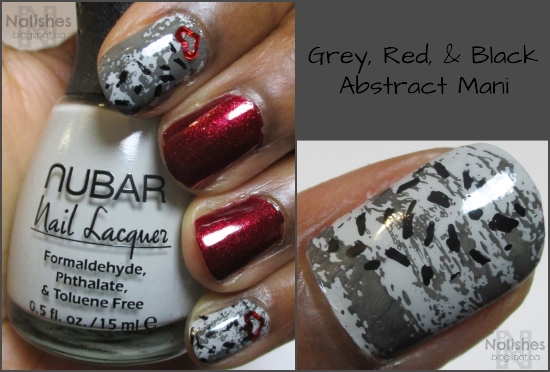 Grey, Red and Black Abstract Mani