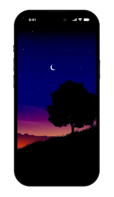 Beautiful Minimalist Nature Night OLED iPhone Wallpaper 4K
