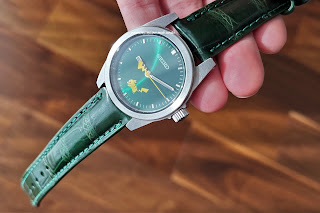 セイコー SEIKO ポケモン コラボ 腕時計 ピカチュウ ベルト交換 自力 自分で 方法 例 緑 革ベルト