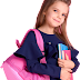 Little School Girl Student with Books and Bag Transparent Image 