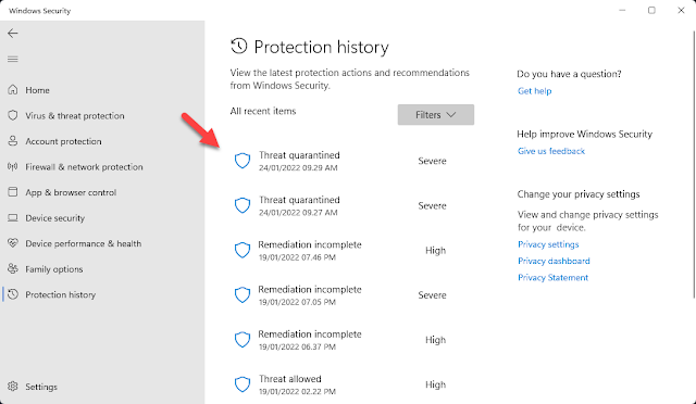 cara membersihkan protection history