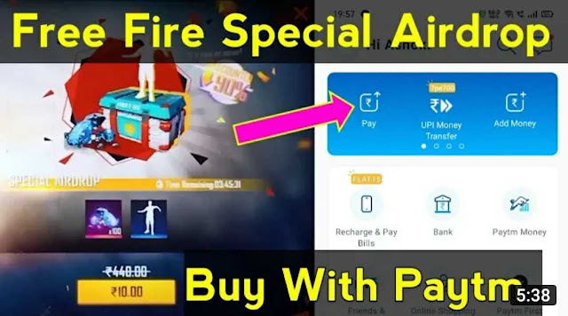 How to buy special airdrop in free fire with Paytm Wallet