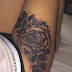 Flower Cover Up Thigh Tattoo