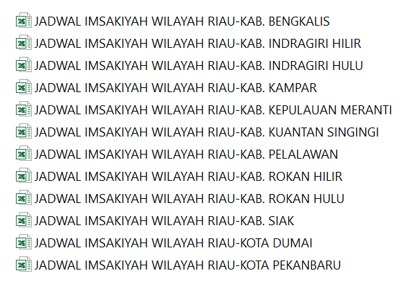 Kumpulan Jadwal Imsakiyah Ramadhan 1443 H/2022 M Seluruh Kabupaten/Kota di Provinsi Riau