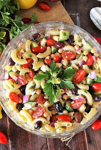 Bowl of Greek Macaroni Salad Image