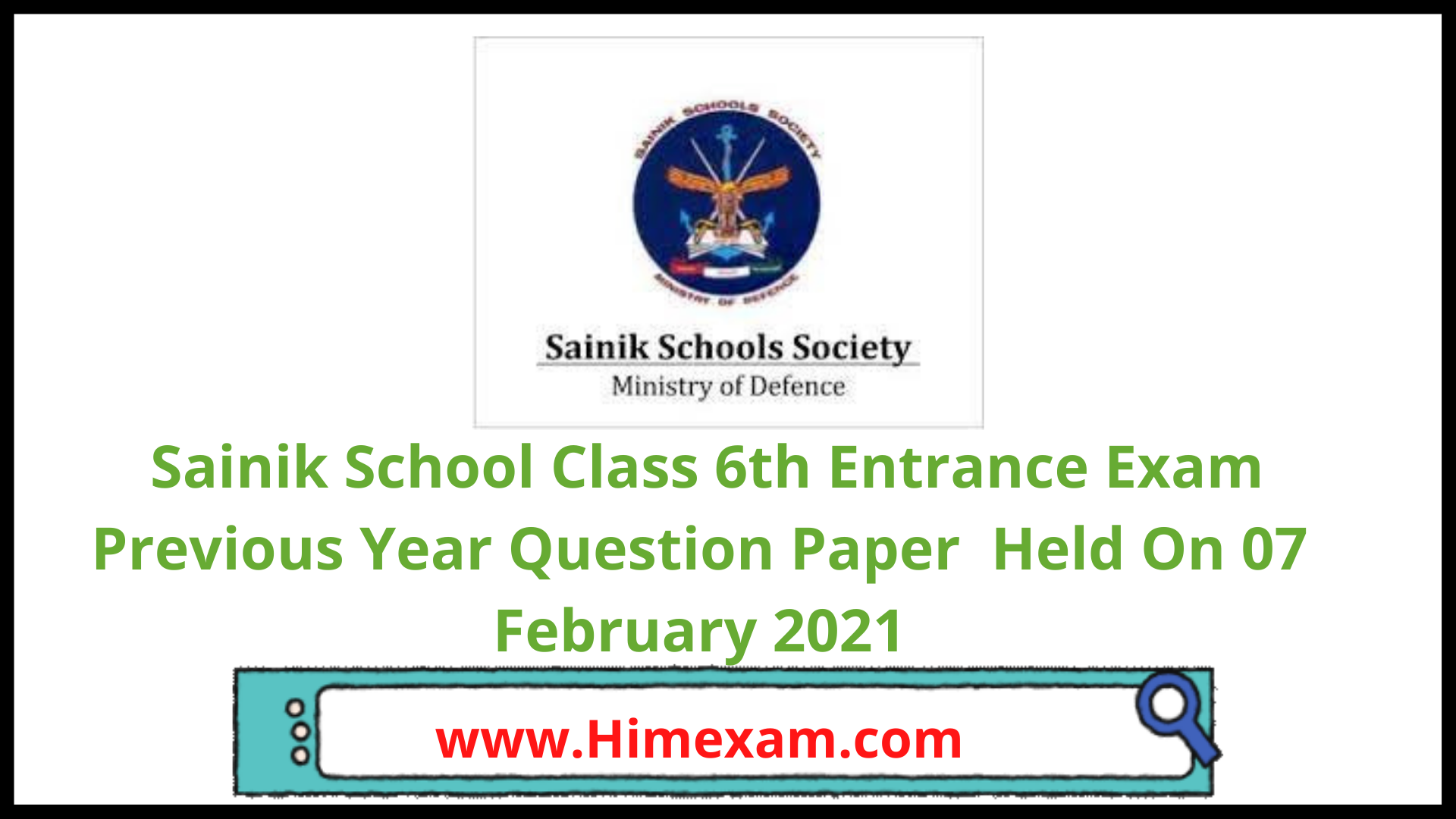 Sainik School Class 6th Entrance Exam Previous Year Question Paper  Held On 07 February 2021