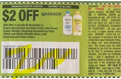 $2.00/1-Garnier SkinActive Moisturizer product Coupon from "SAVE" insert week of 10/17/21.-limit 1
