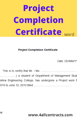 Work project completion certificate sample request letter in word