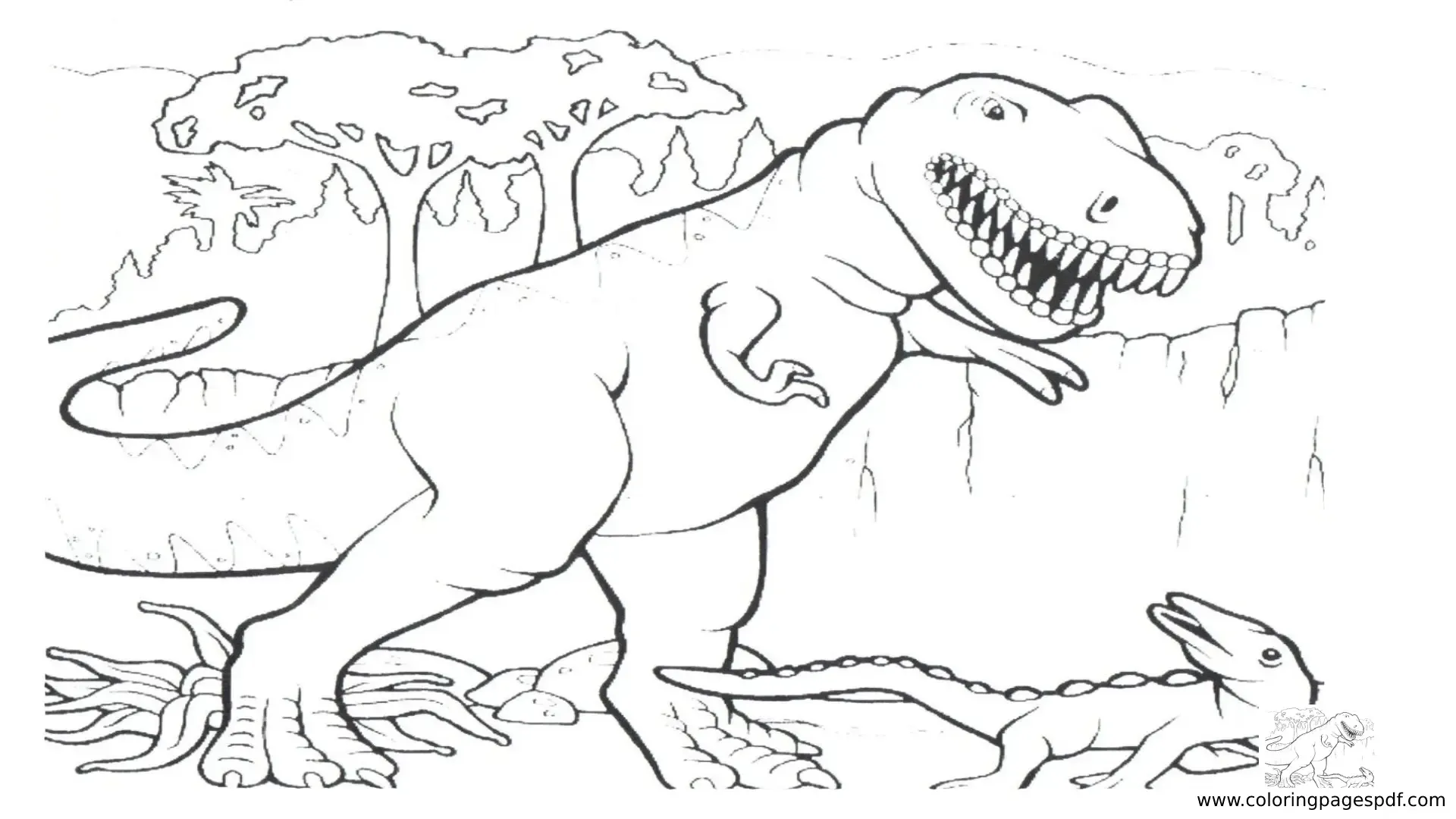 Coloring Pages Of A T Rex And A Lizzard
