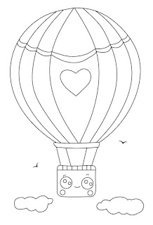 Hot air balloon coloring page cute