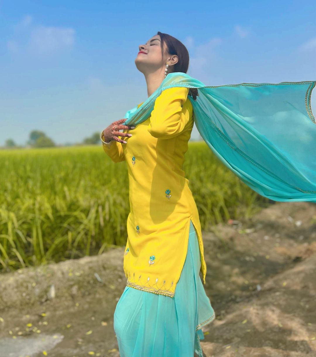 Avneet Kaur: A Diva in Yellow and Sky Blue Salwar Set