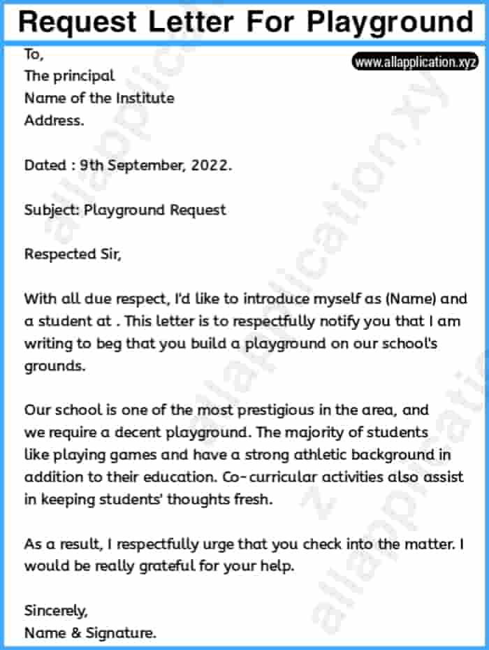 Request Letter For Playground