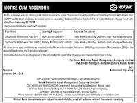 Important Notice Revised frequency under SIP & SWP with effect from 1 Feb 2024