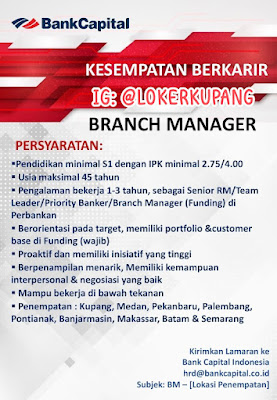 Lowongan Kerja Bank Capital Indonesia Sebagai Branch Manager