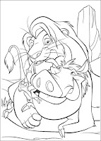 Lion king coloring page for kisd Simba and Pumba