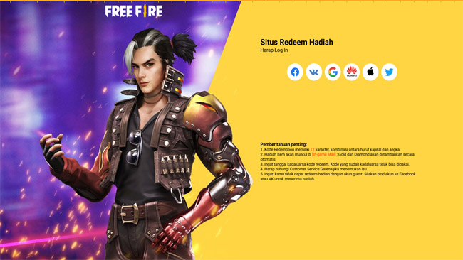 Kode redeem ff 14 Januari 2022