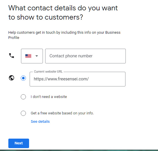 add business contact info
