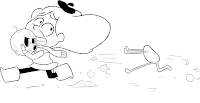 Hilda running away from the Wood Man coloring page