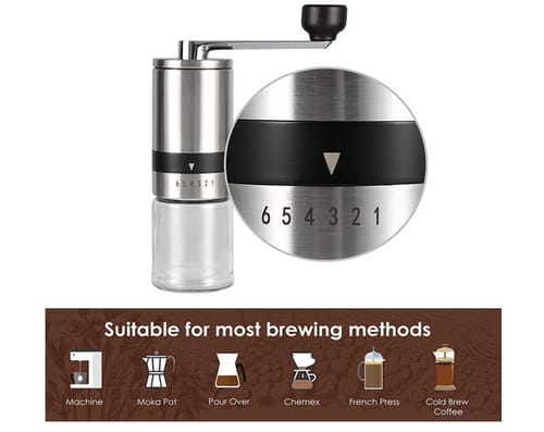 YBDEnevy JR-CO-6 Manual Coffee Grinder with Adjustable Settings