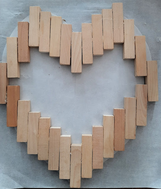 Wood Heart Sign Made from Jenga Blocks