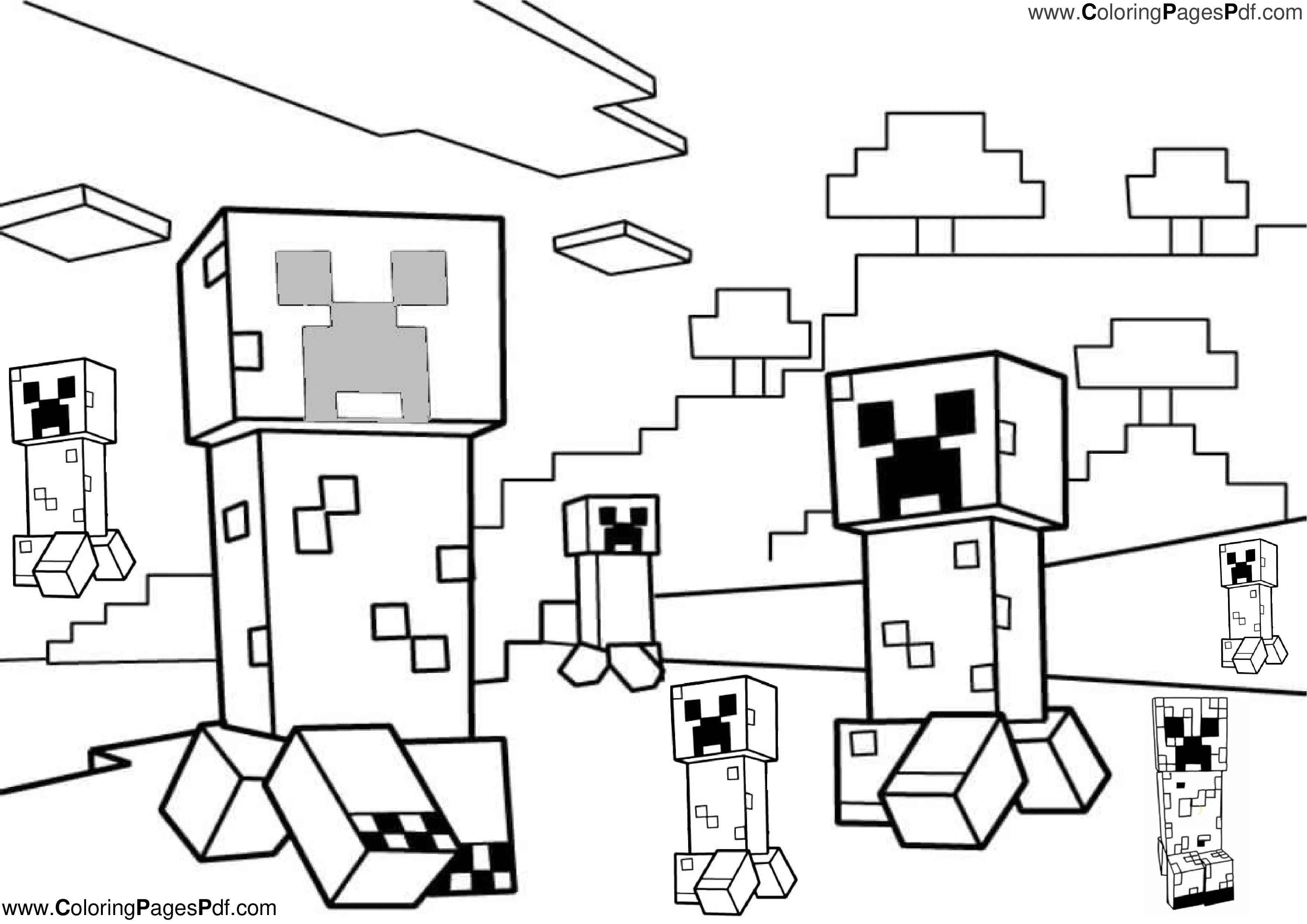 Minecraft coloring pages creeper