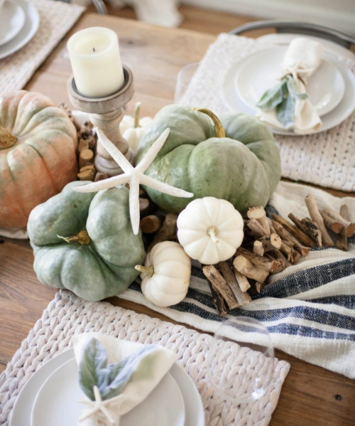 Coastal Beach Fall Table Decor Ideas Thanksgiving Decorating