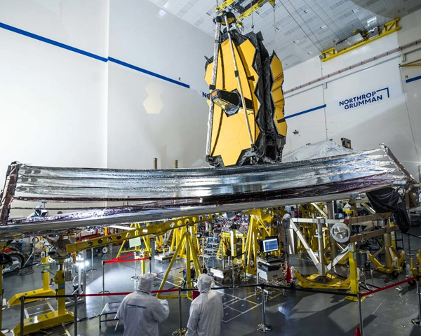 The sunshield on NASA's James Webb Space Telescope undergoes a final deployment test at the Northrop Grumman facility in Redondo Beach, California...back in December of 2020.