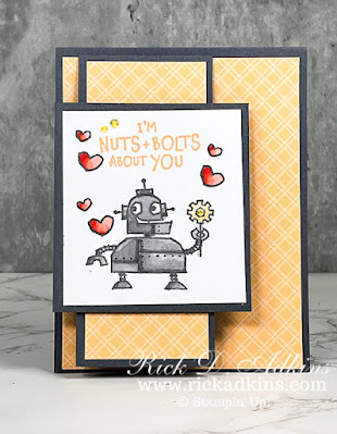 I have a fun fold to share with you today using the Nuts & Bolts Stamp Set.  I call this fold a Double Opening Fun Fold Card.