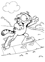 Garfield on skated coloring page