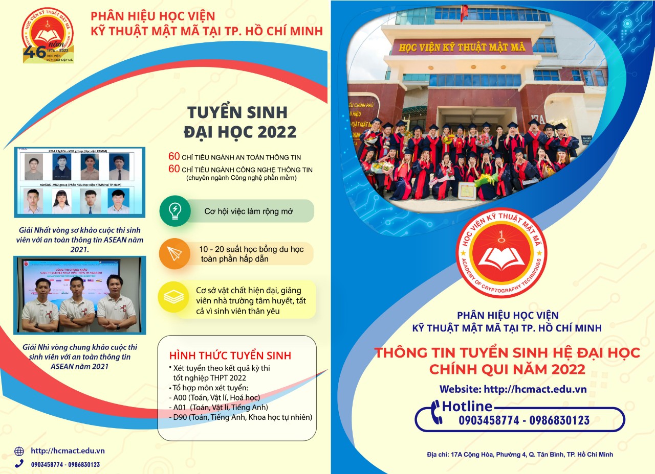 THÔNG BÁO TUYỂN SINH ĐẠI HỌC NGÀNH AN TOÀN THÔNG TIN & CHUYÊN NGÀNH CÔNG NGHỆ PHẦN MỀM 1