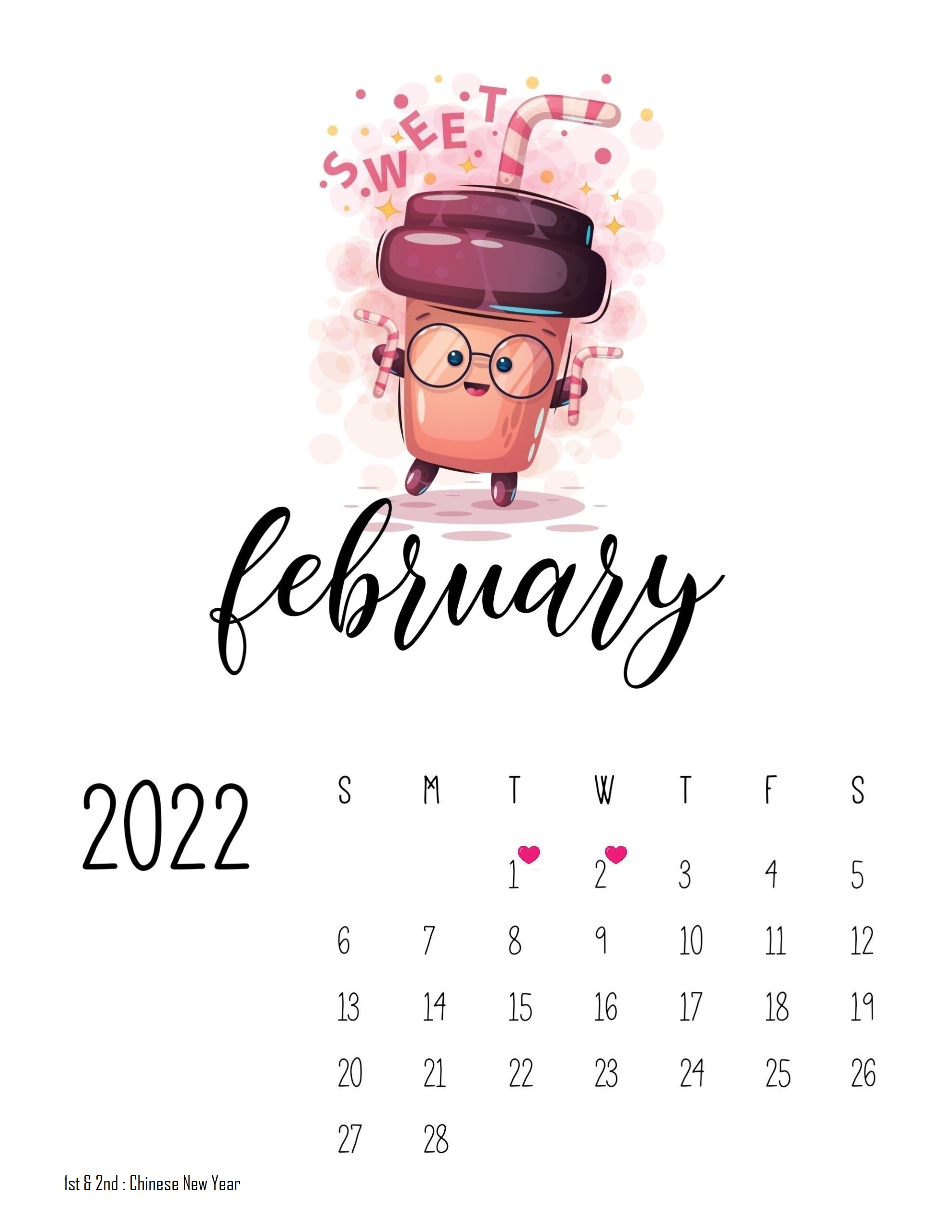 Kalendar Malaysia 2022 : Cute Coffee