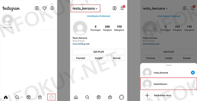 cara pindah akun instagram