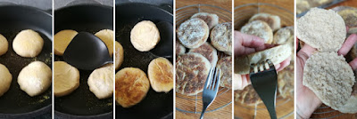 Zubereitung englische Muffins bzw. Toasties - Braten und Aufstechen
