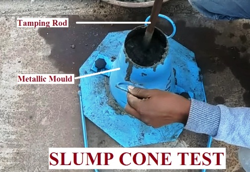 slump cone test of concrete