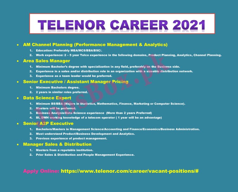 Telenor Jobs 2021 Latest Recruitment – Apply Online www.telenor.com