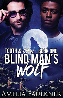 A white man in dark glasses and a beard of stubble is next to a Black man in a white shirt. Between them is a silhouette of a howling wolf against the moon